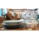 Mixed lot of oriental and oriental style items to include; famille rose export soup dish and plate,