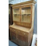 Early 20th Century pine two stage cabinet back dresser. (B.P. 24% incl.