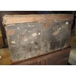 Vintage two handled travelling trunk with metal banding. (B.P. 24% incl.