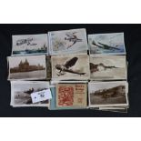 Postcards bundle with British topographical and selection of aeroplane cards printed by J.