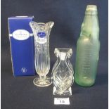 Waterford cut lead crystal glass baluster shaped flat section vase. 12cm high approx.