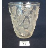 Mid 20th Century Lalique moulded glass tapering cylinder vase in the 'Maliga' pattern,