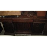 19th Century mahogany twin pedestal sideboard with fitted doors and drawers on a platform base. (B.