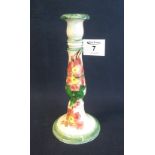 Early 20th Century Llanelly pottery Shufflebotham design baluster shaped candlestick with wild rose