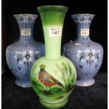 Pair of Orion ware Wood & Sons baluster floral china vases,
