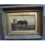 British school (19th Century), mare and foal in an expansive landscape, indistinctly signed,