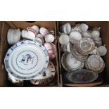 Two boxes of china to include; various teasets, tureens,