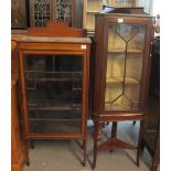 Edwardian mahogany inlaid single door glazed display cabinet,