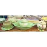 Tray of Carlton ware leaf and floral design items to include; condiment set,