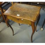 19th Century walnut ladies workbox on splay legs. (B.P. 24% incl.