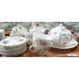 Tray of 'New Chelsea' Staffordshire fine bone china floral teaware. (B.P. 24% incl.