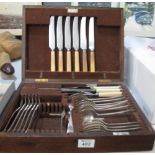 Oak cased canteen of part cutlery. (B.P. 24% incl.