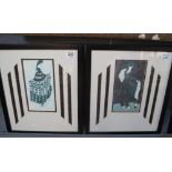After Erte, a set of five Art Deco style fashion prints, framed and glazed. 25 x 14cm approx.