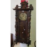 Early 20th Century walnut two train Vienna type wall clock. (B.P. 24% incl.