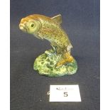 Small Beswick china study of a leaping trout on naturalistic base.