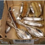 Group of assorted silver and other backed dressing table brushes, mirror, comb etc. (B.P. 24% incl.