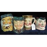 Four character jugs to include; Royal Doulton 'Pickwick', 'Midwinter', 'Treasure Island' etc.