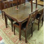 Edwardian mahogany inlaid dining suite to include; bow front sideboard,