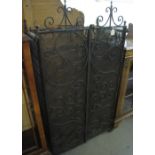 Modern wrought iron wine rack with mesh doors. (B.P. 24% incl.
