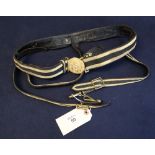 Naval officers dress belt with gilt metal buckle and gold braided bands,
