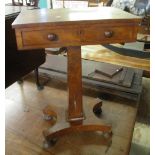 Victorian walnut single drawer side or lamp table on quatreform base. (B.P. 24% incl.