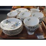 Four trays of Paragon fine bone china blue mist tea and dinnerware items to include;