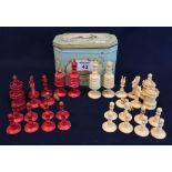 Antique stained ivory and ivory chess set. (B.P. 24% incl.