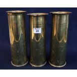 Three First World War period brass shell case vases, marked 18 pounder. (2 + 1) (B.P. 24% incl.