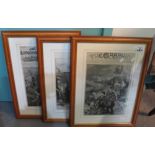 Three framed engraved illustrations for The Graphic & Illustrated London News.