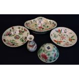 Group of assorted Chinese Canton porcelain enamel decorated items to include; two shallow dishes,