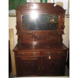 Edwardian mahogany two-stage, mirror back sideboard. (B.P. 24% incl.