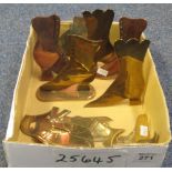Collection of Victorian brass decorative mantel piece shoe ornaments. (B.P. 24% incl.