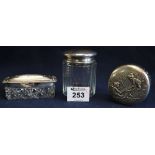 Silver topped pillar cut glass dressing table jar,