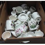 Box of Portmeirion 'The Botanic Garden' design items to include; teapots, mugs, condiment sets etc.