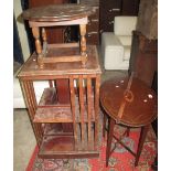 Edwardian mahogany inlaid revolving bookcase,