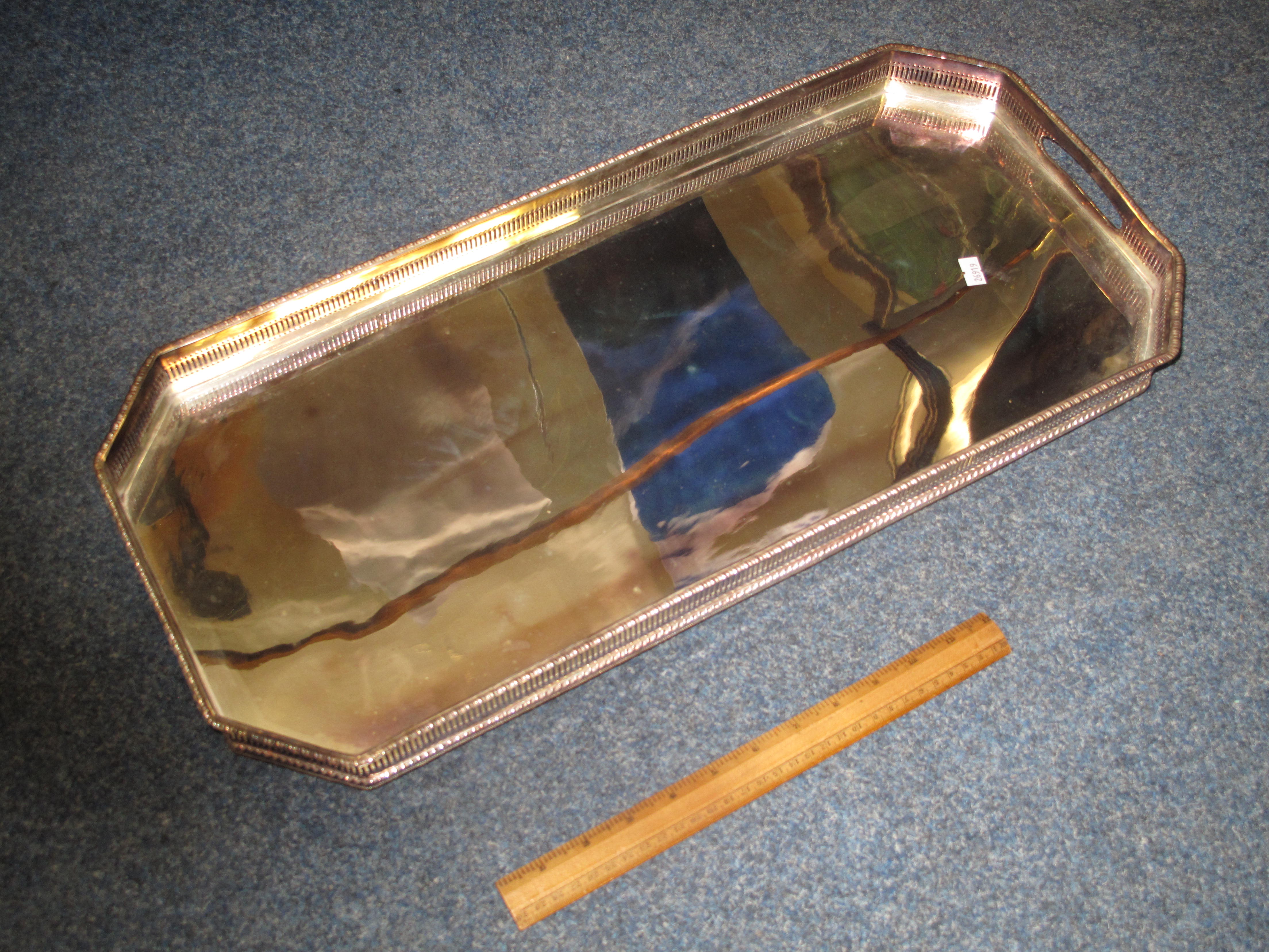 Box of assorted silver plated items, gallery trays, salvers, boxes of cutlery, loose cutlery, - Image 2 of 7