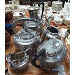 Walker & Hall silver plated five piece tea/coffee service including spirit kettle on stand. (B.P.