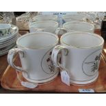 Set of six 19th Century style reproduction Ague frog mugs made for Chalsyn Stoke-on-Trent pottery.