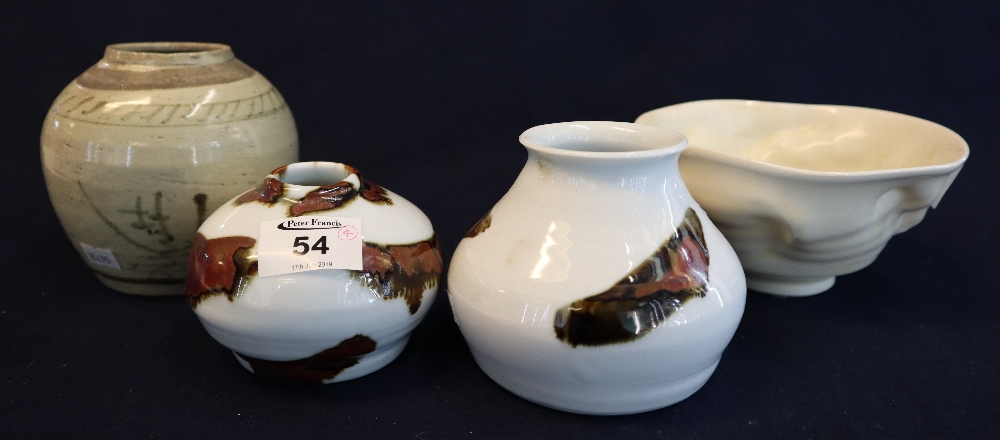 A group of assorted ceramic items to include; Chinese jar, part pottery distorted 'bowl',