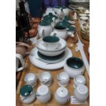 Three trays of Denby oven proof 'Green wheat' design dinner and teaware items, various. (3) (B.P.