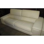 Large white Italian leather two seater settee with chrome mounts. (B.P. 24% incl.