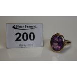 A 9ct gold oval amethyst dress ring. Approx weight 7.5g. (B.P. 24% incl.