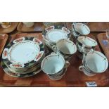 A tray of 19th Century floral teaware with swag decoration. (B.P. 24% incl.