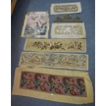 Collection of beaded panels including; floral, foliate and cherub designs (5).