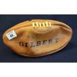 Vintage leather Gilbert rugby ball signed by New Zealand and Llanelli 1972/73 and Lions touring