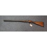 BSA double barrelled side by side 12 bore shotgun with straight hand stock,