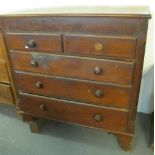 19th Century straight front chest of two short and three long drawers on bracket feet. (B.P.
