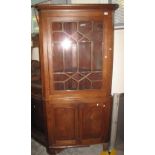 19th century oak two stage, astragal glazed corner cabinet. (B.P. 24% incl.