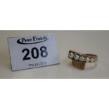 14ct gold cross over style pearl set ring. Approx weight 5.5g. (B.P. 24% incl.