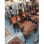 Set of eight early 20th Century mahogany Queen Anne style dining chairs with drop in seats on